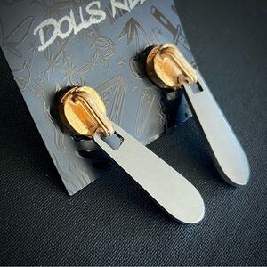 DOLLS KILL Zipper Stud Earrings in Gold and Silver